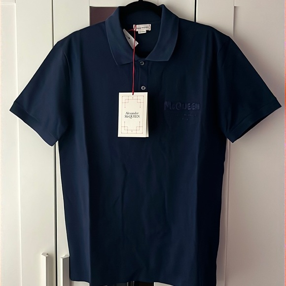 ALEXANDER MCQUEEN LOGO EMBROIDERED POLO SHIRT LARGE NEW - Picture 2 of 6